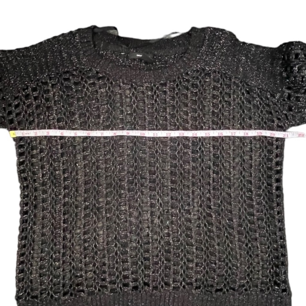 DKNY //Sparkly Black Sweater Crew Neck Overlay🖤✨ - Picture 9 of 10
